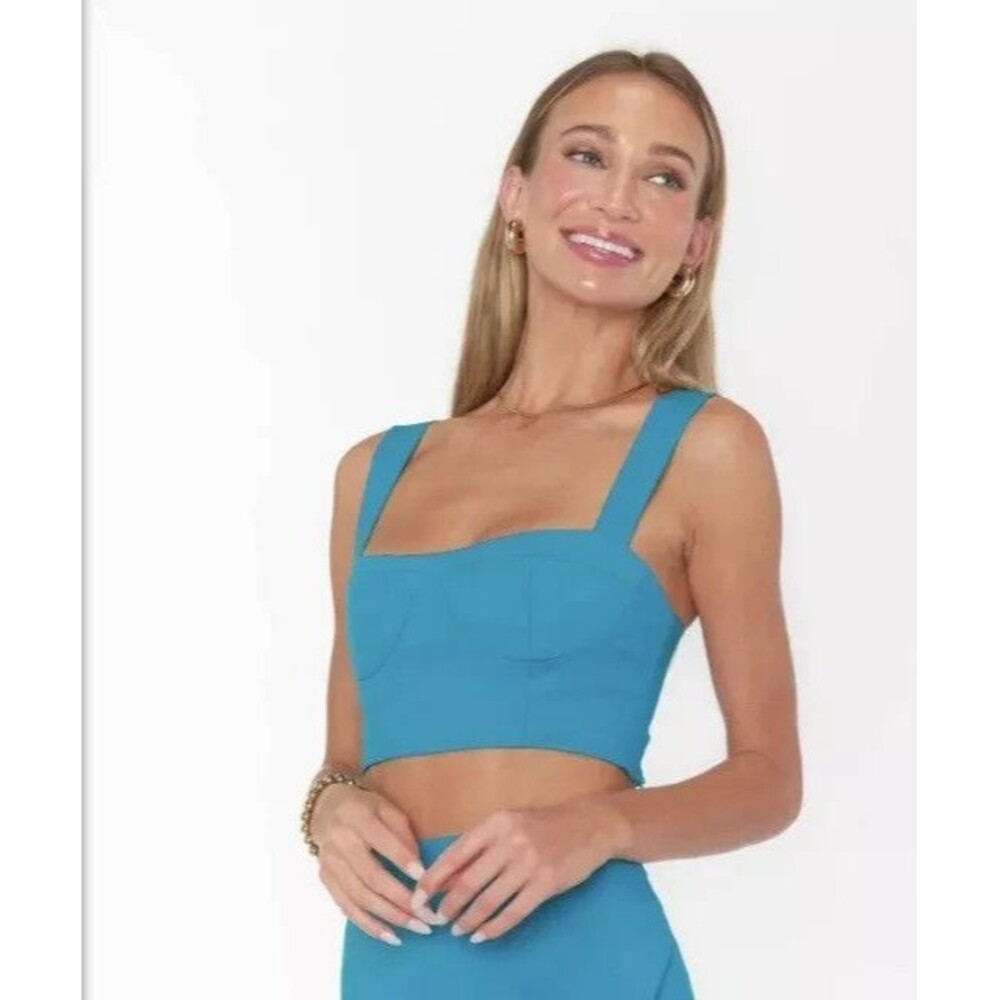 Show Me Your MuMu NEW Sally Crop Top Bustier Tank Teal Blue Medium Festival
